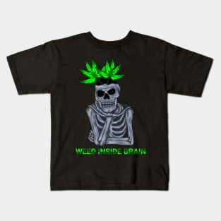 Weed inside brain art Kids T-Shirt